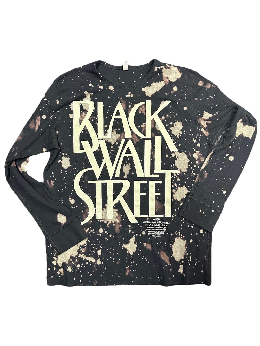 Black Wall Street Tulsa Oklahoma Bleached Distressed Long Sleeve Shirt XXL